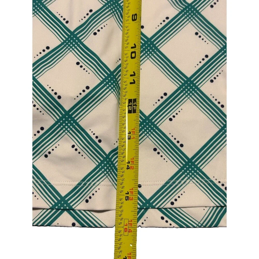 Lillie Green Golf Skort Women's Large Teal White Plaid Diamond Pleated Athletic
